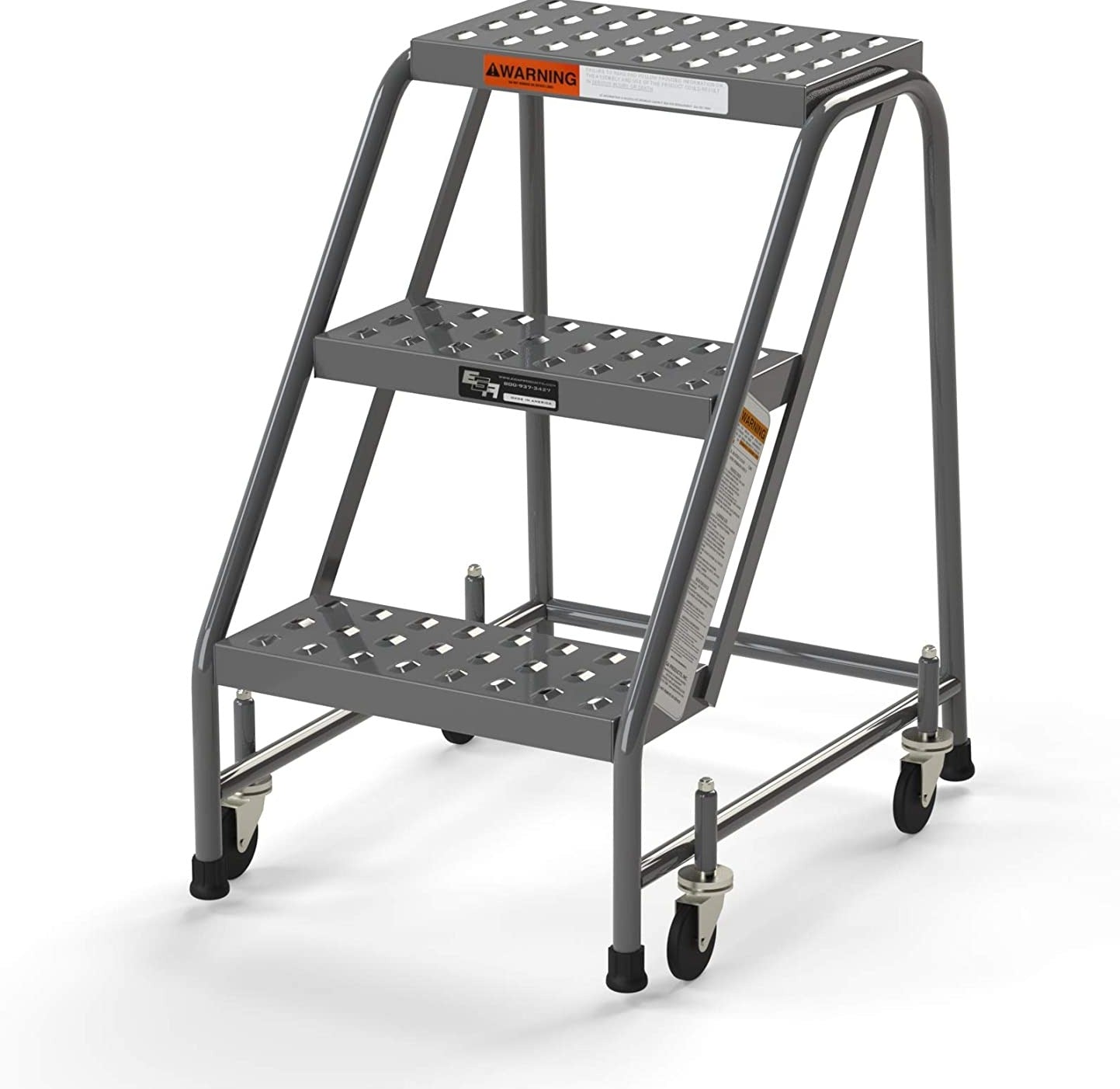 3 Step Stool Rolling Ladder 16" Wide Treads No Handrails from SaveMH