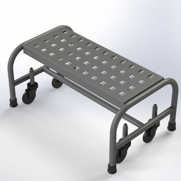 Industrial rolling ladder step stool