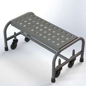 Industrial Rolling Ladders Step Stool - 1 Step - 24"W Perforated Tread