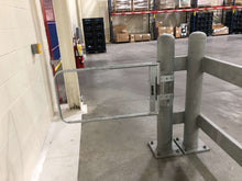 Load image into Gallery viewer, Industrial Swing Gate Galvanized SCG-W-G attached to post in warehouse by EGA Products  
