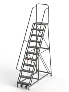 11 Step Rolling Ladder 24" Wide Treads from SaveMH Industrial warehouse ladder