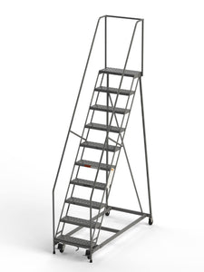 10 Step Rolling Ladder 24" Wide Treads from SaveMH Industrial warehouse ladder