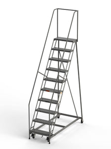 10 Step Rolling Ladder 24" Wide Treads from SaveMH Industrial warehouse ladder