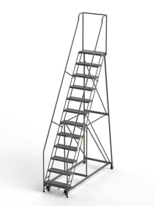 12 Step Rolling Ladder 24" Wide Treads from SaveMH Industrial warehouse ladder