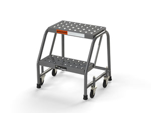 2 Step Stool Rolling Ladder 16" Wide Treads No Handrails from SaveMH