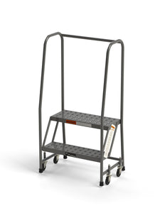 2 Step Rolling Ladder Platform with Handrails 24" Wide Tread from SaveMH