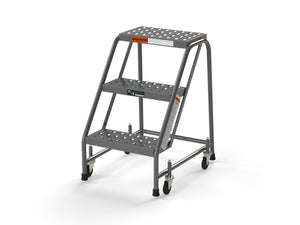 3 Step Stool Rolling Ladder 16" Wide Treads No Handrails from SaveMH
