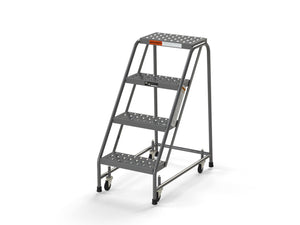 4 Step Stool Rolling Ladder 16" Wide Treads No Handrails from SaveMH