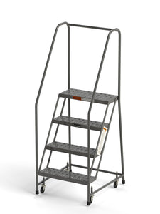 4 Step Rolling Ladder 24" Wide Treads with Handrails from SaveMH