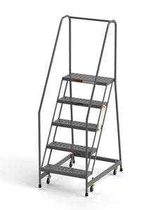 5 Step Rolling Ladder 24" Wide Treads from SaveMH Industrial warehouse ladder