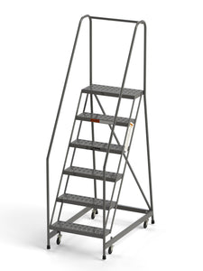 6 Step Rolling Ladder 24" Wide Treads from SaveMH Industrial warehouse ladder