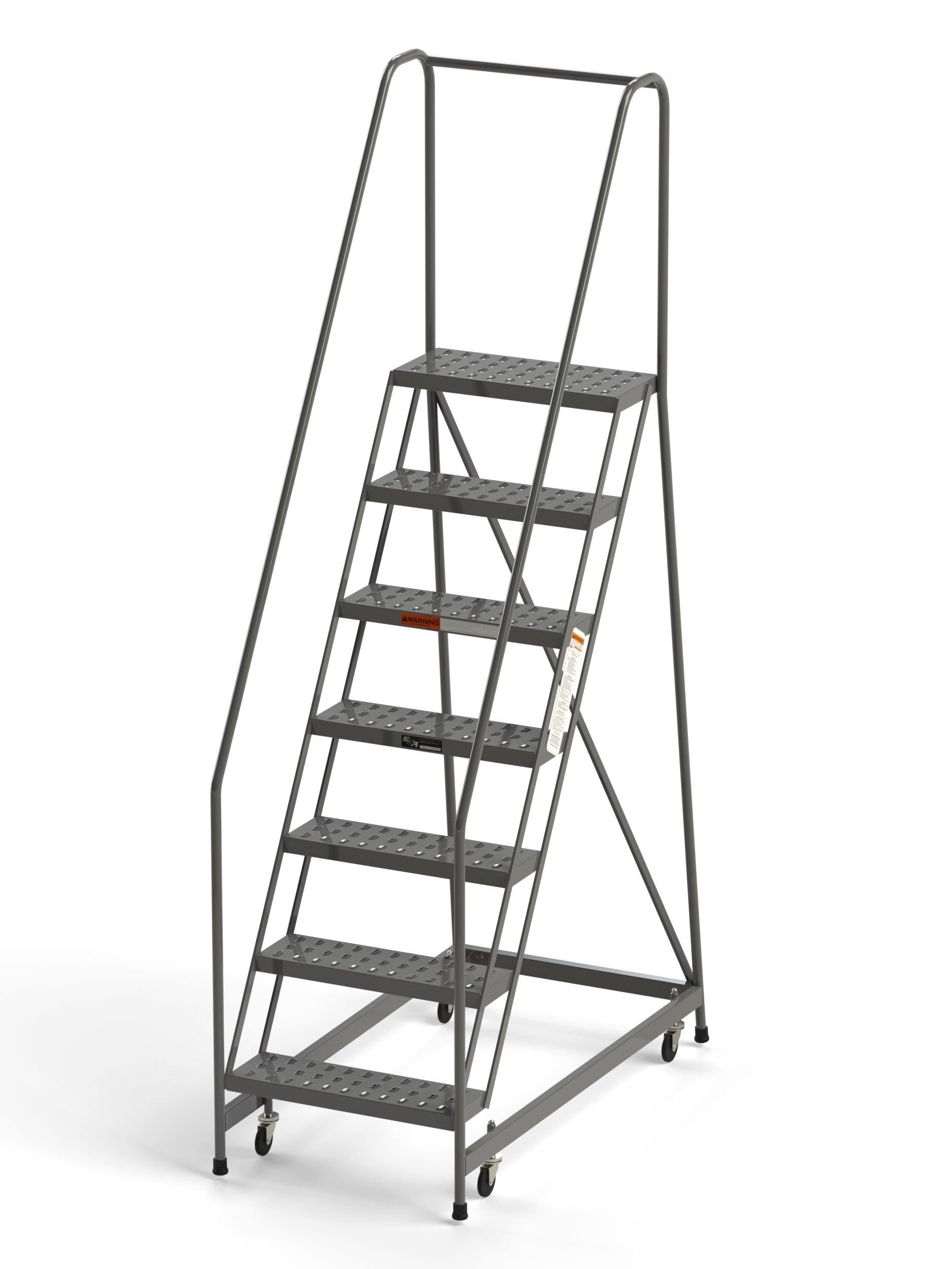 7 Step Rolling Ladder 24" Wide Treads from SaveMH Industrial warehouse ladder