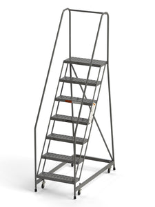 7 Step Rolling Ladder 24" Wide Treads from SaveMH Industrial warehouse ladder