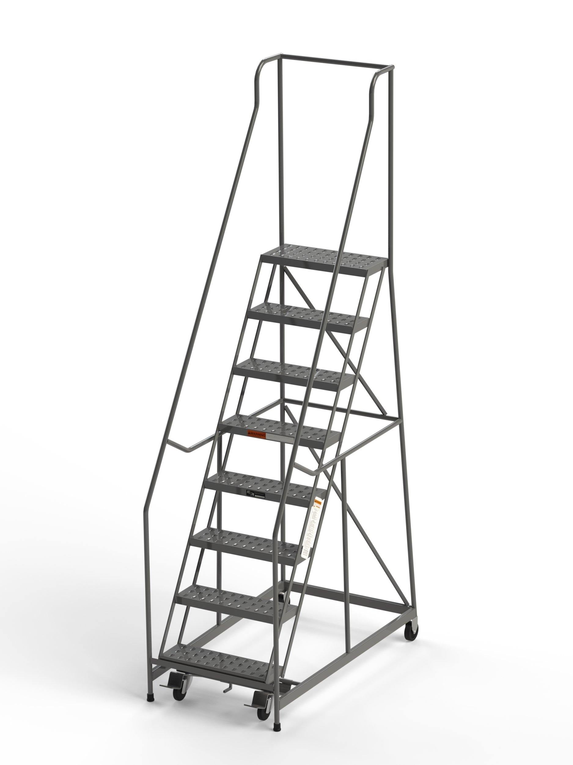 8 Step Rolling Ladder 24" Wide Treads from SaveMH Industrial warehouse ladder