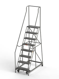 8 Step Rolling Ladder 24" Wide Treads from SaveMH Industrial warehouse ladder