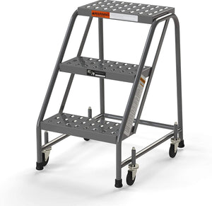 3 Step Stool Rolling Ladder 16" Wide Treads No Handrails from SaveMH